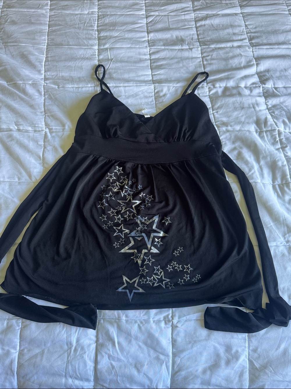 Discreet Black Tank with Silver Star Accents